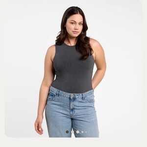 NUUDS Heather Charcoal Classic Crewneck Tank Bodysuit